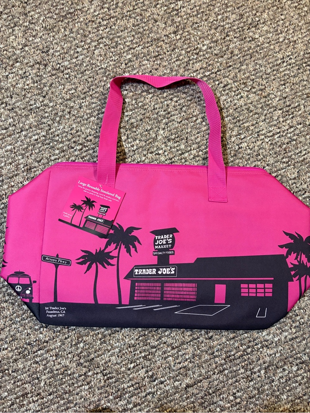 Trader Joe's large fushia insulated cooler bag